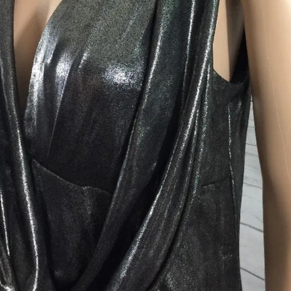 ABS Allen Schwartz Collection Dress Shimmery Metallic Silver Pewter - Picture 6 of 12